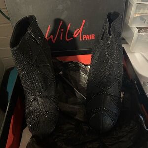 Wild Pair Sparkling Black Ankle Booties
